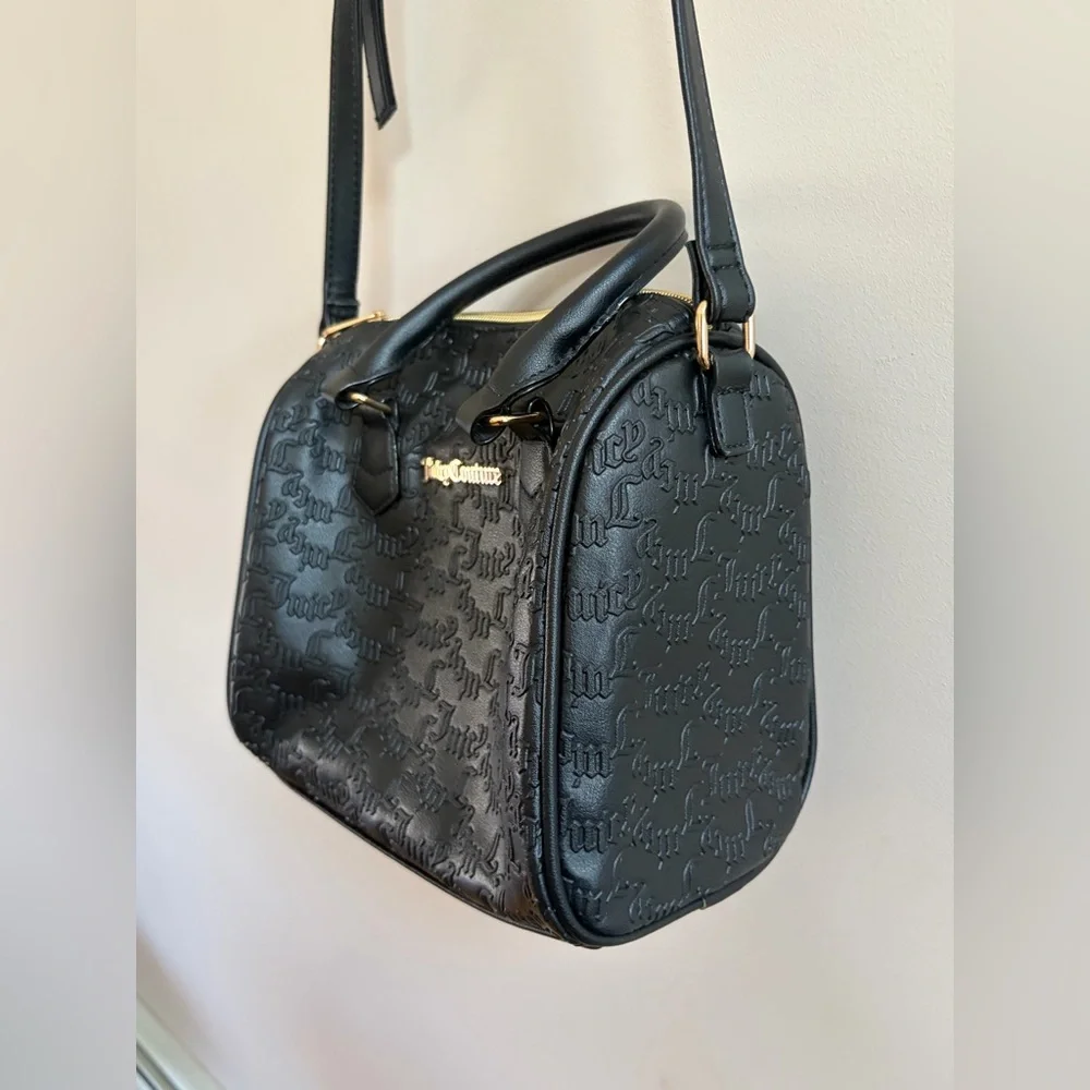 Juicy Couture Black Faux Leather Handbag Shoulder Bag, Y2K Style Accessory Purse